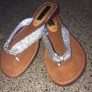 Y/k Steven by Steve Madden leather and crystal bling sandals vintage